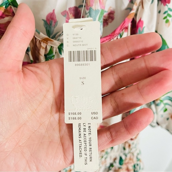 NEW Anthropologie Somerset Maxi Dress Puff-Sleeve Edition Neutral Motif Floral - Picture 3 of 9